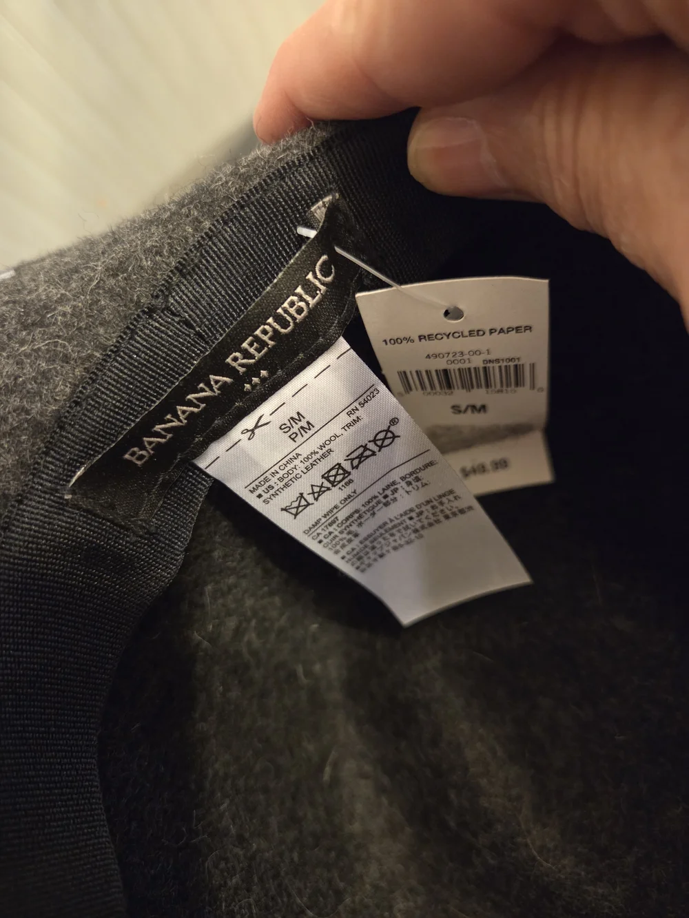 Banana Republic Dark Gray Felt Wide-Brim Fedora Small/Medium NWT